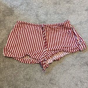 Striped Red and White Women's Linen Shorts